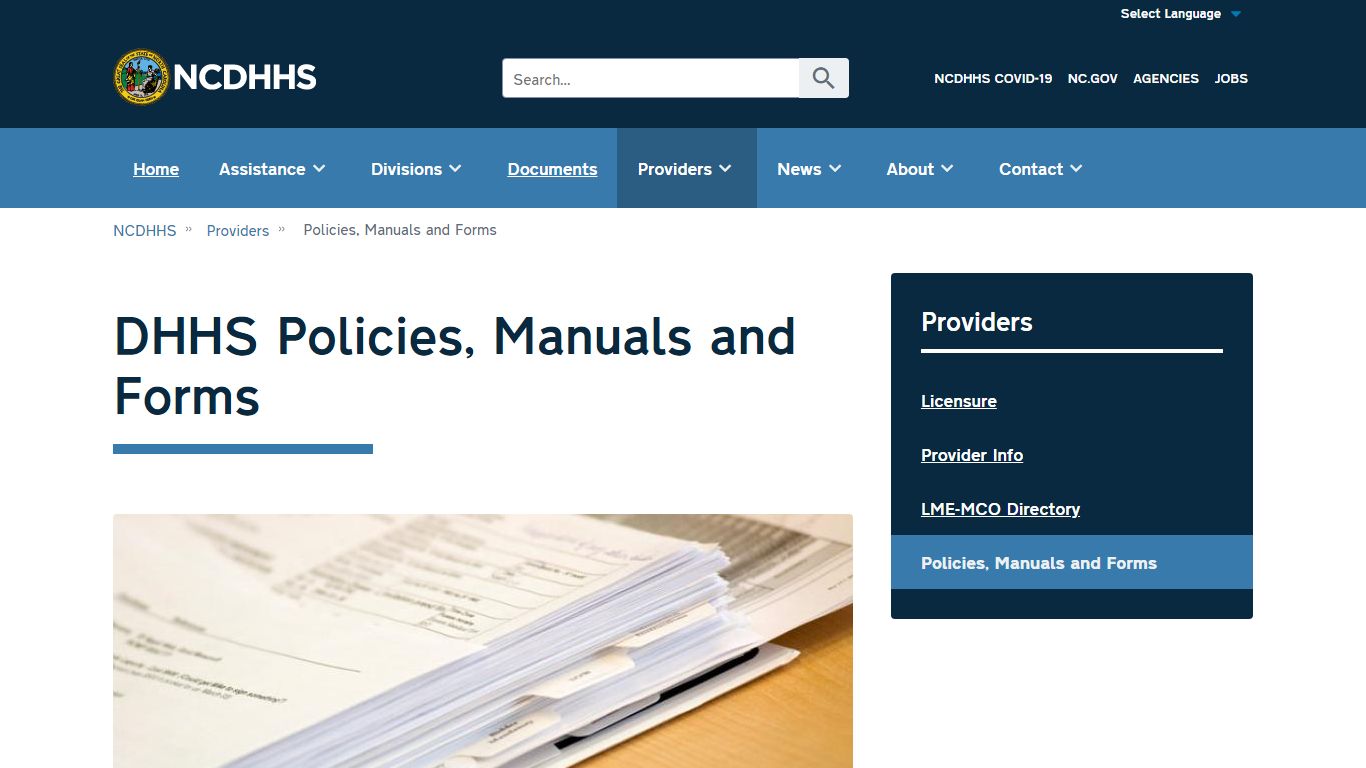 NC DHHS: Forms and Manuals